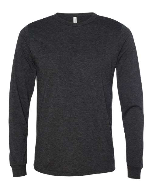 BELLA + CANVAS 3513, Unisex Triblend Long Sleeve Tee, Charcoal Black Triblend