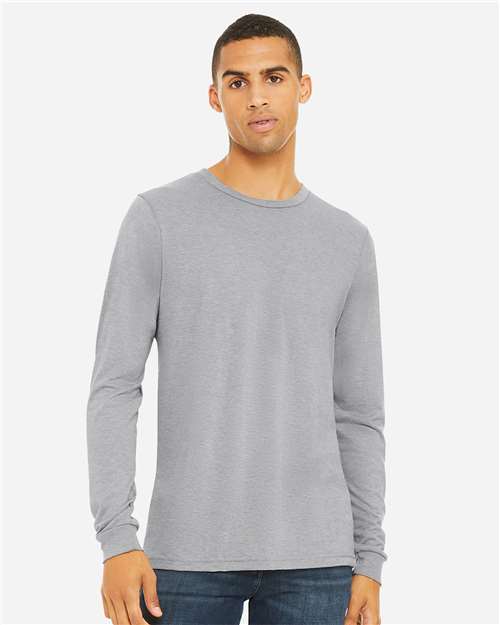 BELLA + CANVAS 3513, Unisex Triblend Long Sleeve Tee, Athletic Grey Triblend