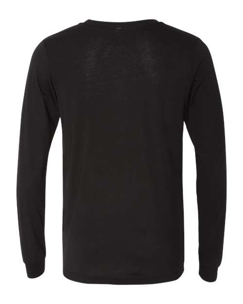 BELLA + CANVAS 3513, Unisex Triblend Long Sleeve Tee, Solid Black Triblend