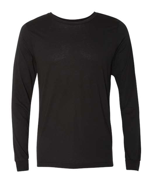 BELLA + CANVAS 3513, Unisex Triblend Long Sleeve Tee, Solid Black Triblend