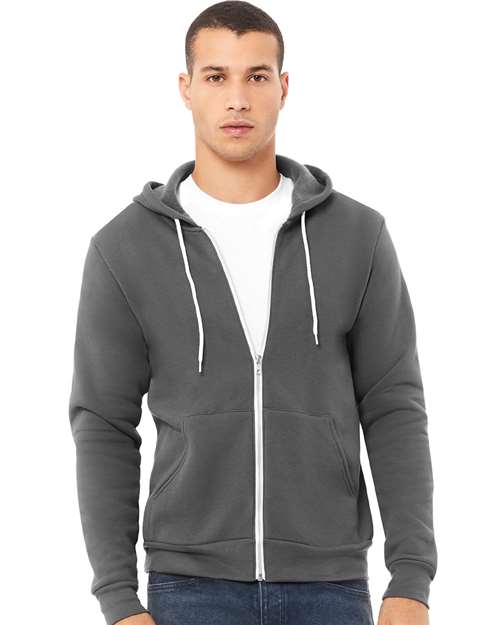 Unisex Sponge Fleece Full-Zip Hoodie Sweatshirt - Asphalt - - 2769