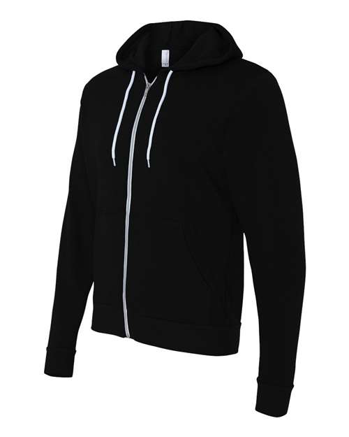 BELLA + CANVAS 3739, Unisex Sponge Fleece Full-zip Hoodie Sweatshirt, Black