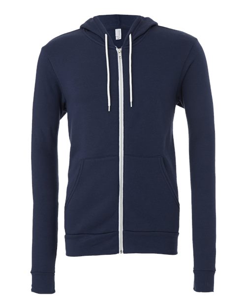 BELLA + CANVAS 3739, Unisex Sponge Fleece Full-zip Hoodie Sweatshirt, Navy
