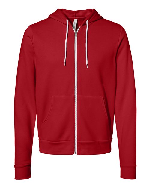 BELLA + CANVAS 3739, Unisex Sponge Fleece Full-zip Hoodie Sweatshirt, Red