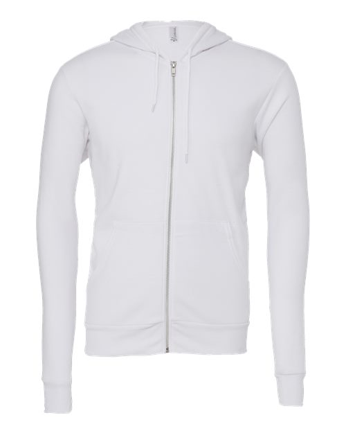 BELLA + CANVAS 3739, Unisex Sponge Fleece Full-zip Hoodie Sweatshirt, White