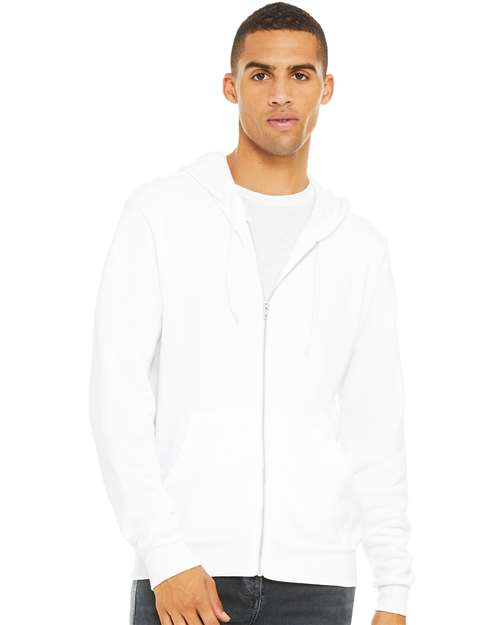 BELLA + CANVAS 3739, Unisex Sponge Fleece Full-zip Hoodie Sweatshirt, White