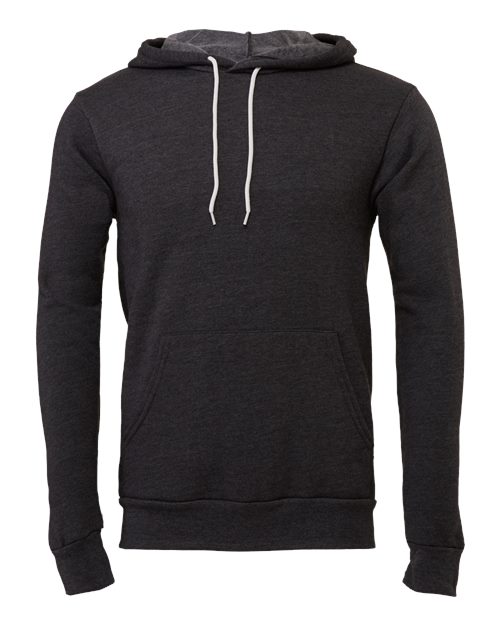 BELLA + CANVAS 3719, Unisex Sponge Fleece Hoodie Sweatshirt, Dark Grey Heather