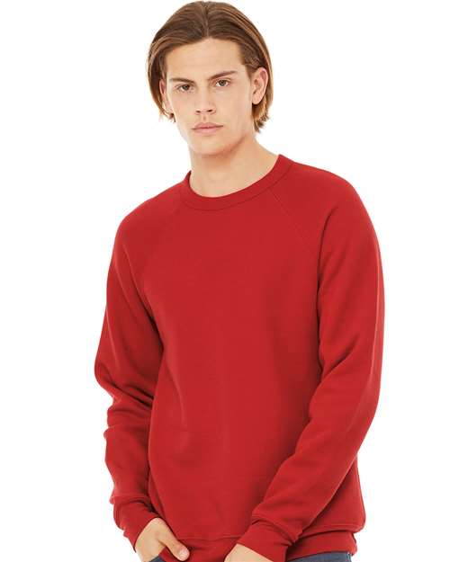BELLA + CANVAS 3901, Unisex Sponge Fleece Raglan Crewneck Sweatshirt, Red