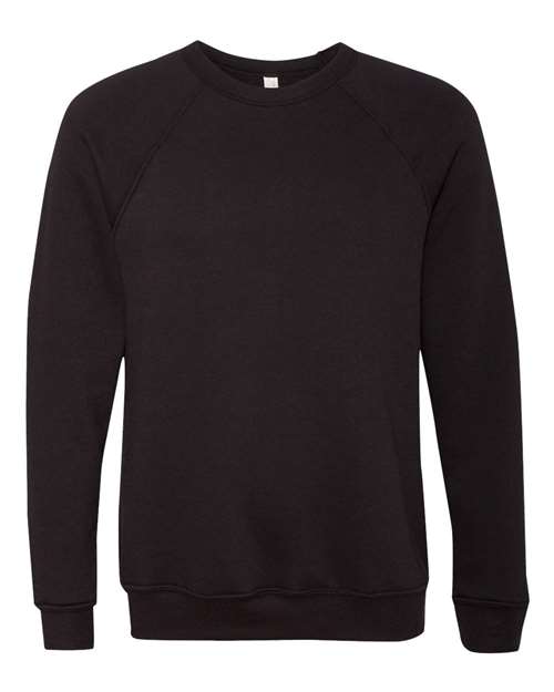 BELLA + CANVAS 3901, Unisex Sponge Fleece Raglan Crewneck Sweatshirt, Black