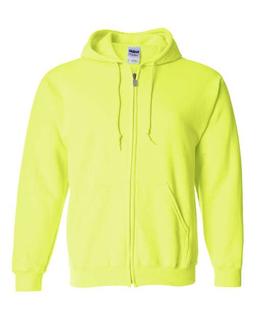 Gildan 18600, Unisex Heavy Blend Full-zip Hooded Sweatshirt, Safety Green