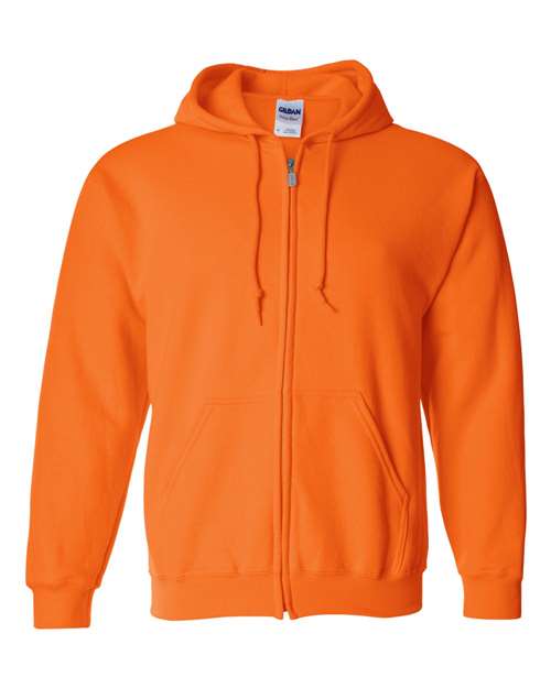 Gildan 18600, Unisex Heavy Blend Full-zip Hooded Sweatshirt, Safety Orange