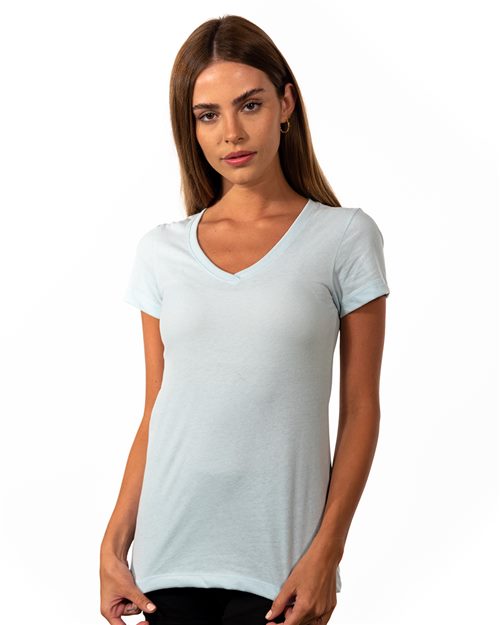 Women's Sueded V - - 3891 4-4.9 oz 56218 6480 Adult Blends Cotton Cotton - Combed Cotton - Over 50% Cotton - Ringspun Fitted Jersey Juniors Light (Under 5 oz) Next Level No Visible Logos Polyester Short Sleeves Side Seams T-Shirts T-Shirts - Premium Tagged Tear Away Tops V-Neck Womens