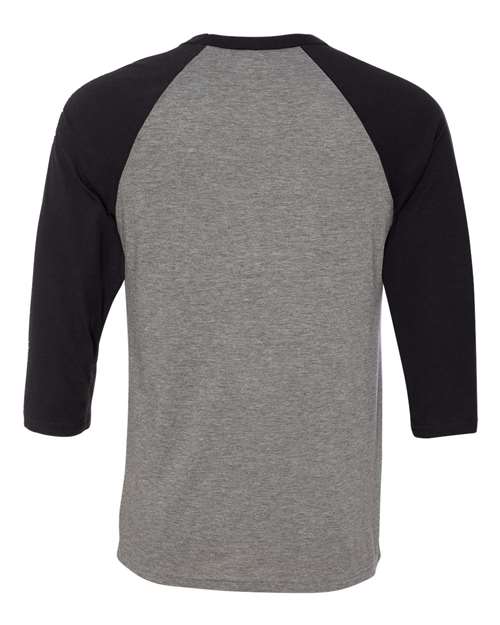 BELLA + CANVAS 3200, Unisex Three-quarter Sleeve Baseball Tee, Deep Heather/ Black