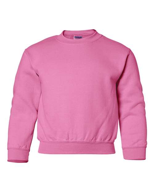 Gildan 18000B, Youth Heavy Blend Crewneck Sweatshirt, Safety Pink