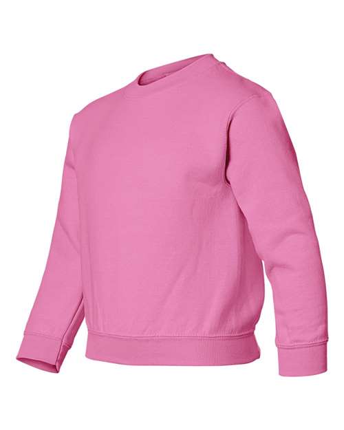 Gildan 18000B, Youth Heavy Blend Crewneck Sweatshirt, Safety Pink