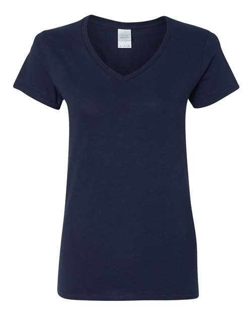 Women's Heavy Cotton™ V-Neck T-Shirt - - 3461 Navy 11760 5-5.9 oz 5V00L Best Selling Brands Core T-Shirts Cotton Cotton - 100% Cotton - Over 50% Eco-Friendly Fitted Gildan Go To Basics Missy No Visible Logos Regular (5-6 oz) Self Collar Short Sleeves Side Seams Socially Conscious Manufacturing Soft Cotton Technology Styles Sustainable Manufacturing Sustainable Styles T-Shirts T-Shirts - Premium Tear Away Tops V-Neck What's New CA Womens