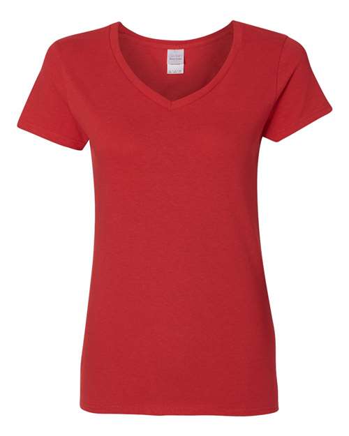 Gildan 5V00L, Women's Heavy Cotton V-neck T-shirt, Red