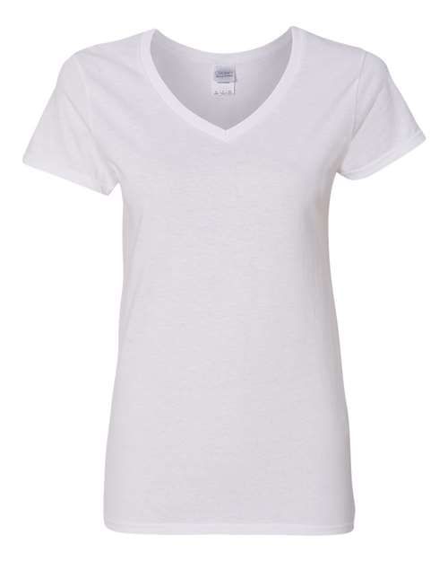Gildan 5V00L, Women's Heavy Cotton V-neck T-shirt, White