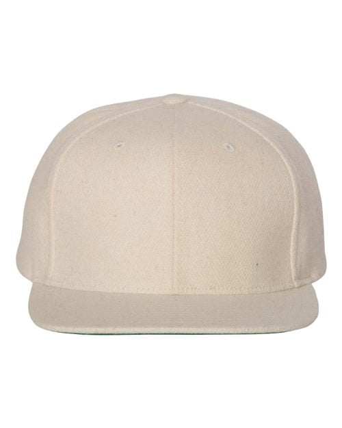 Melton Wool Blend Snapback Cap - - 4339 18795 6689 Adjustable Adult Blends Hats Headwear High Profiles Mens & Unisex No Visible Logos Nylon One Size Open Backs Six-Panel Structured YP Classics