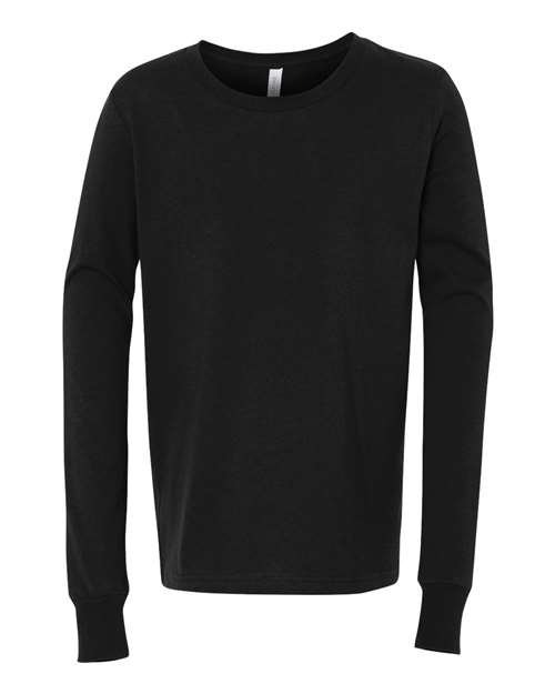 BELLA + CANVAS 3501Y, Youth Jersey Long Sleeve Tee, Black