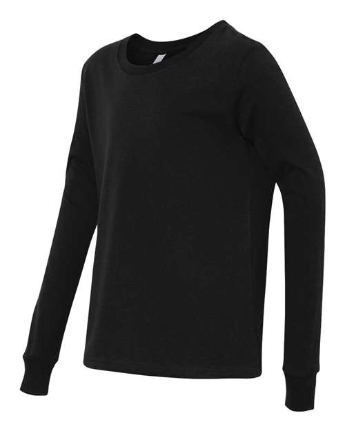 BELLA + CANVAS 3501Y, Youth Jersey Long Sleeve Tee, Black