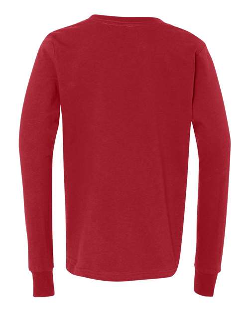 BELLA + CANVAS 3501Y, Youth Jersey Long Sleeve Tee, Red