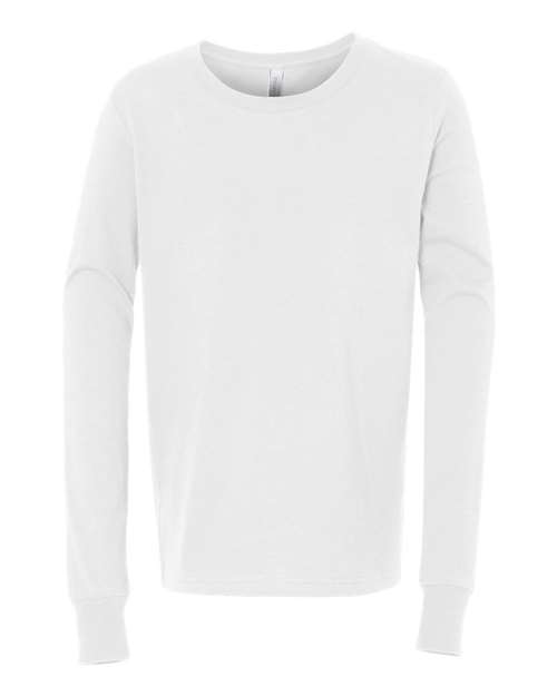 BELLA + CANVAS 3501Y, Youth Jersey Long Sleeve Tee, White