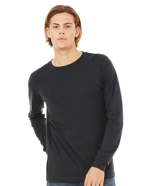 BELLA + CANVAS 3501, Unisex Jersey Long Sleeve Tee, Dark Grey