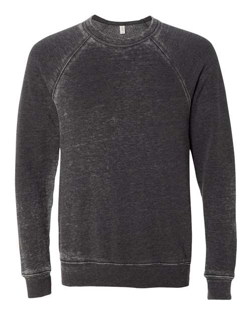 BELLA + CANVAS 3901, Unisex Sponge Fleece Raglan Crewneck Sweatshirt, Grey Acid Wash
