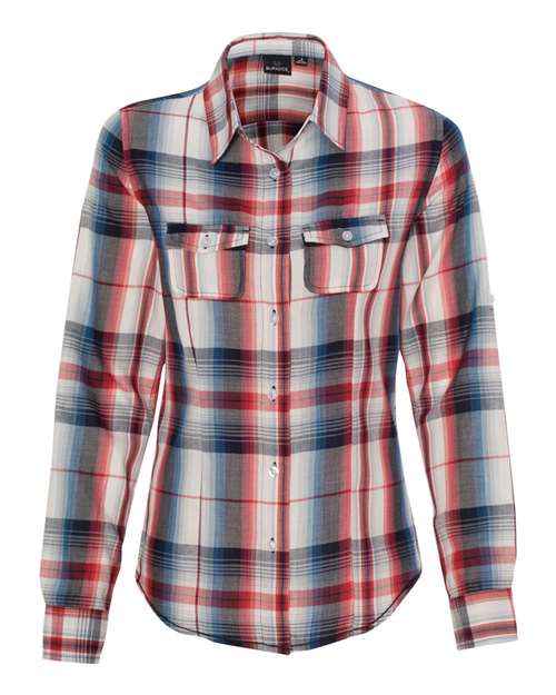 Women's Plaid Shirt - - 3666 Red 20286 3-3.9 oz 5222 Adult Blends Burnside Cotton Cotton - Over 50% Cuffed / Cuffs Dress Shirts Fitted Juniors Light (Under 5 oz) Long Sleeves No Visible Logos Office Apparel and Workwear Plackets Plaid Pockets Polyester Premium Fashion Self Collar Side Seams Spread Collar Tops What's New Womens Wovens Wovens & Dress Shirts Yarn Dyed