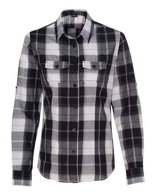 Women's Plaid Shirt - - 3666 White Black 20286 3-3.9 oz 5222 Adult Blends Burnside Cotton Cotton - Over 50% Cuffed / Cuffs Dress Shirts Fitted Juniors Light (Under 5 oz) Long Sleeves No Visible Logos Office Apparel and Workwear Plackets Plaid Pockets Polyester Premium Fashion Self Collar Side Seams Spread Collar Tops What's New Womens Wovens Wovens & Dress Shirts Yarn Dyed