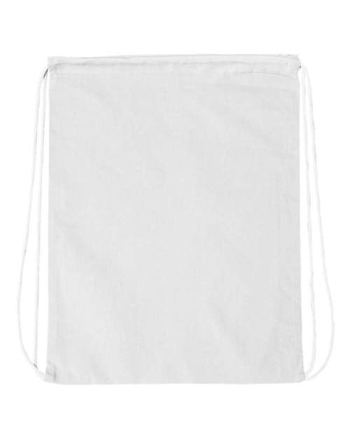 Q-Tees Q4500, Economical Cotton Drawstring Bag, White