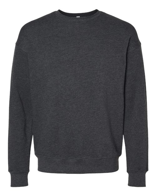 BELLA + CANVAS 3945, Unisex Sponge Fleece Drop Shoulder Crewneck Sweatshirt, Dark Grey Heather