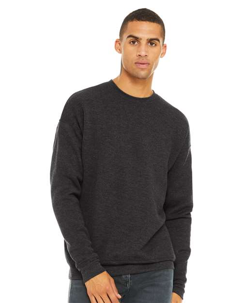 BELLA + CANVAS 3945, Unisex Sponge Fleece Drop Shoulder Crewneck Sweatshirt, Dark Grey Heather