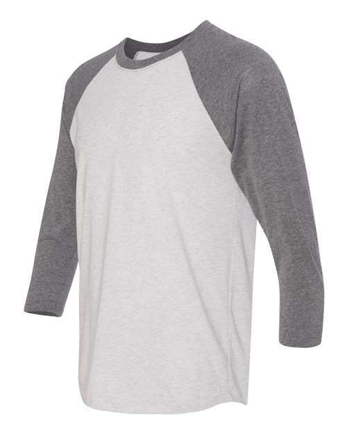 Next Level 6051, Unisex Triblend Three-quarter Raglan Tee, Premium Heather Sleeves/ Heather White Body