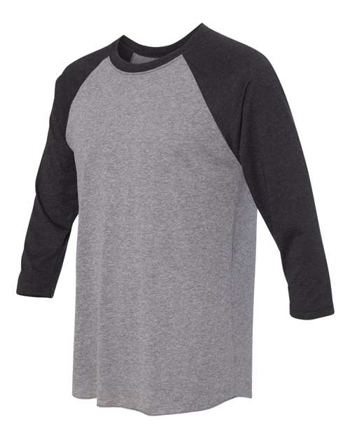 Next Level 6051, Unisex Triblend Three-quarter Raglan Tee, Vintage Black Sleeves/ Premium Heather Body
