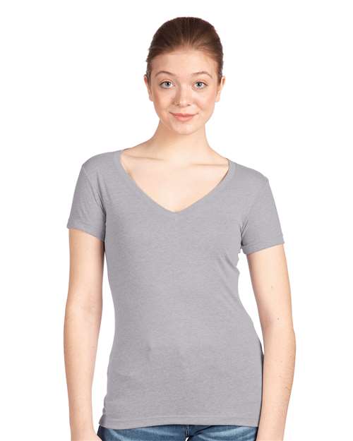 Next Level 1540, Women's Ideal V-neck Tee, Heather Grey