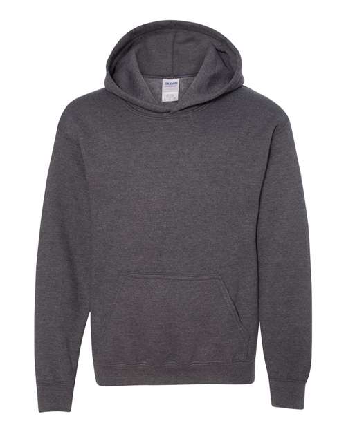 Gildan 18500B, Youth Heavy Blend Hooded Sweatshirt, Dark Heather