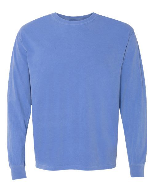 Unisex Garment-Dyed Heavyweight Long Sleeve T-Shirt - Flo Blue - - 2217
