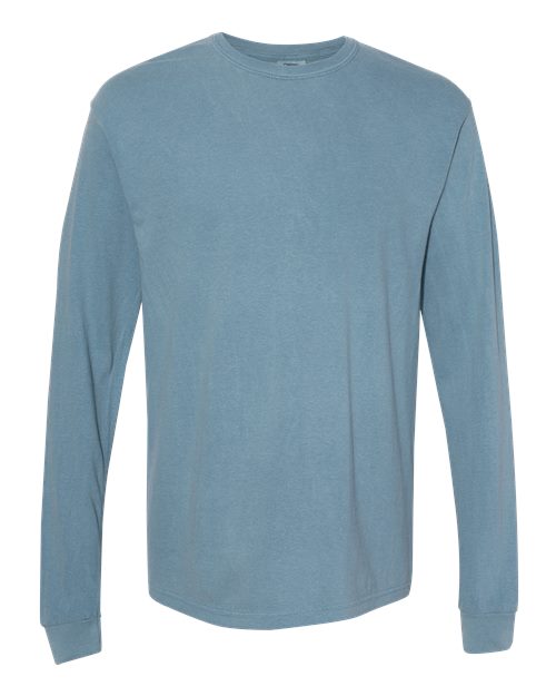 Unisex Garment-Dyed Heavyweight Long Sleeve T-Shirt - Ice Blue - - 2217