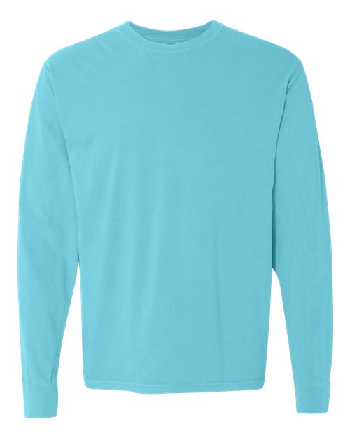 Unisex Garment-Dyed Heavyweight Long Sleeve T-Shirt - Lagoon - - 2217