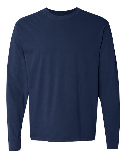 Unisex Garment-Dyed Heavyweight Long Sleeve T-Shirt - True Navy - - 2217