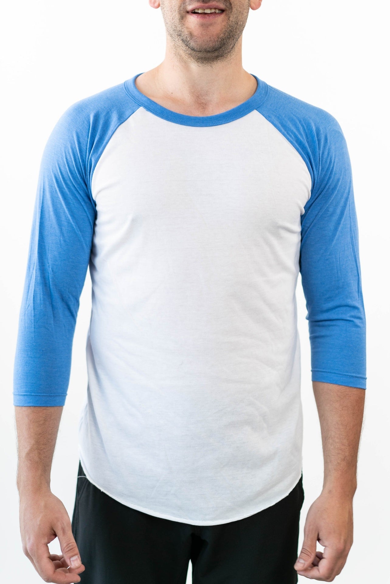 47289 - Men's Baseball Tee White Royal 3/4 SLEEVES 47289 baseball CLOSEOUT COTTON / POLYESTER FITTED Lightweight MEN Men's ON SALE OPTIMA REGULAR tearaway TEES