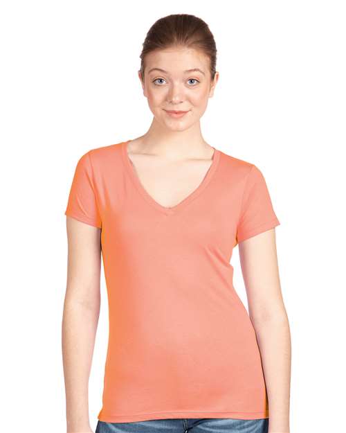 Next Level 1540, Women's Ideal V-neck Tee, Light Orange