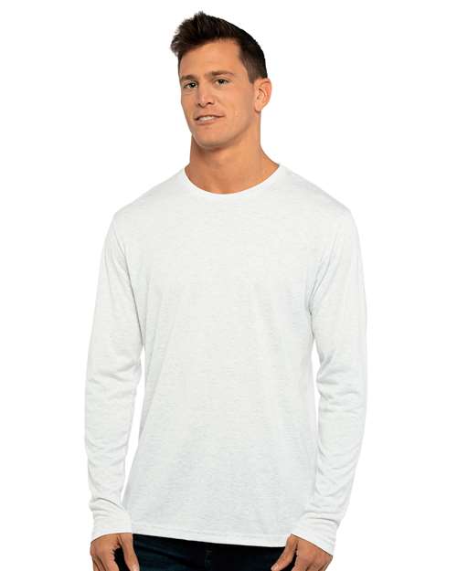 Next Level 6071, Unisex Triblend Long Sleeve Tee, Heather White