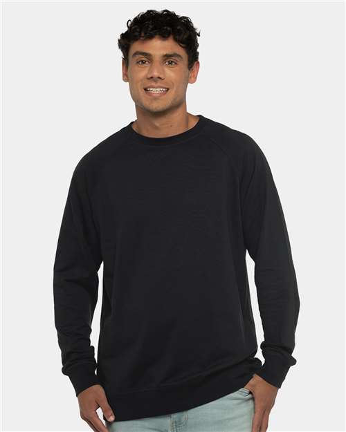 Next Level 9000, Unisex Laguna Raglan Crewneck Sweatshirt, Black