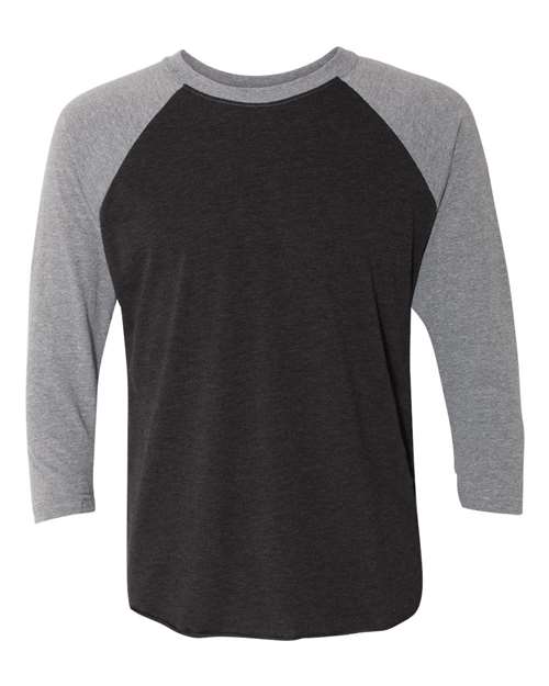 Next Level 6051, Unisex Triblend Three-quarter Raglan Tee, Premium Heather Sleeves/ Vintage Black Body
