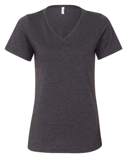 BELLA + CANVAS 6405CVC, Women's Relaxed Heather Cvc V-neck Tee, Dark Grey Heather