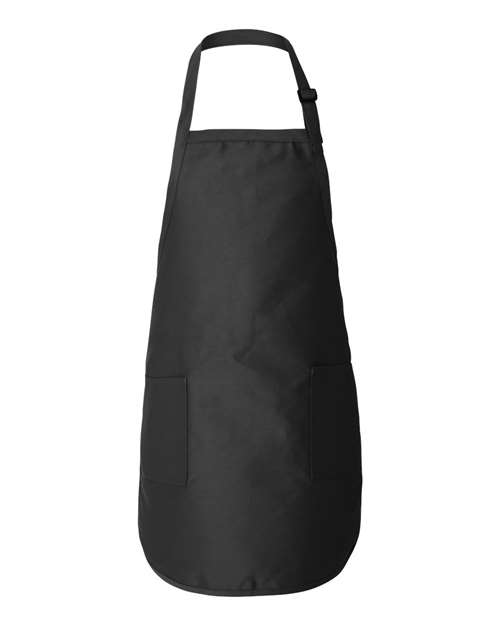 Q-Tees Q4350, Full-length Apron With Pockets, Black