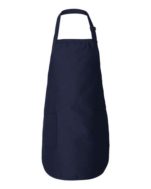 Q-Tees Q4350, Full-length Apron With Pockets, Navy